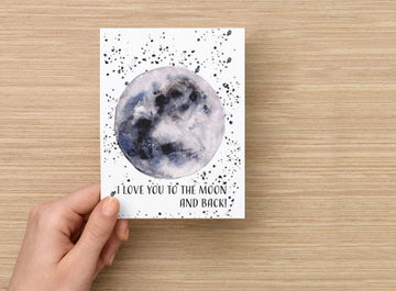 I love you to the moon and back greeting card.
